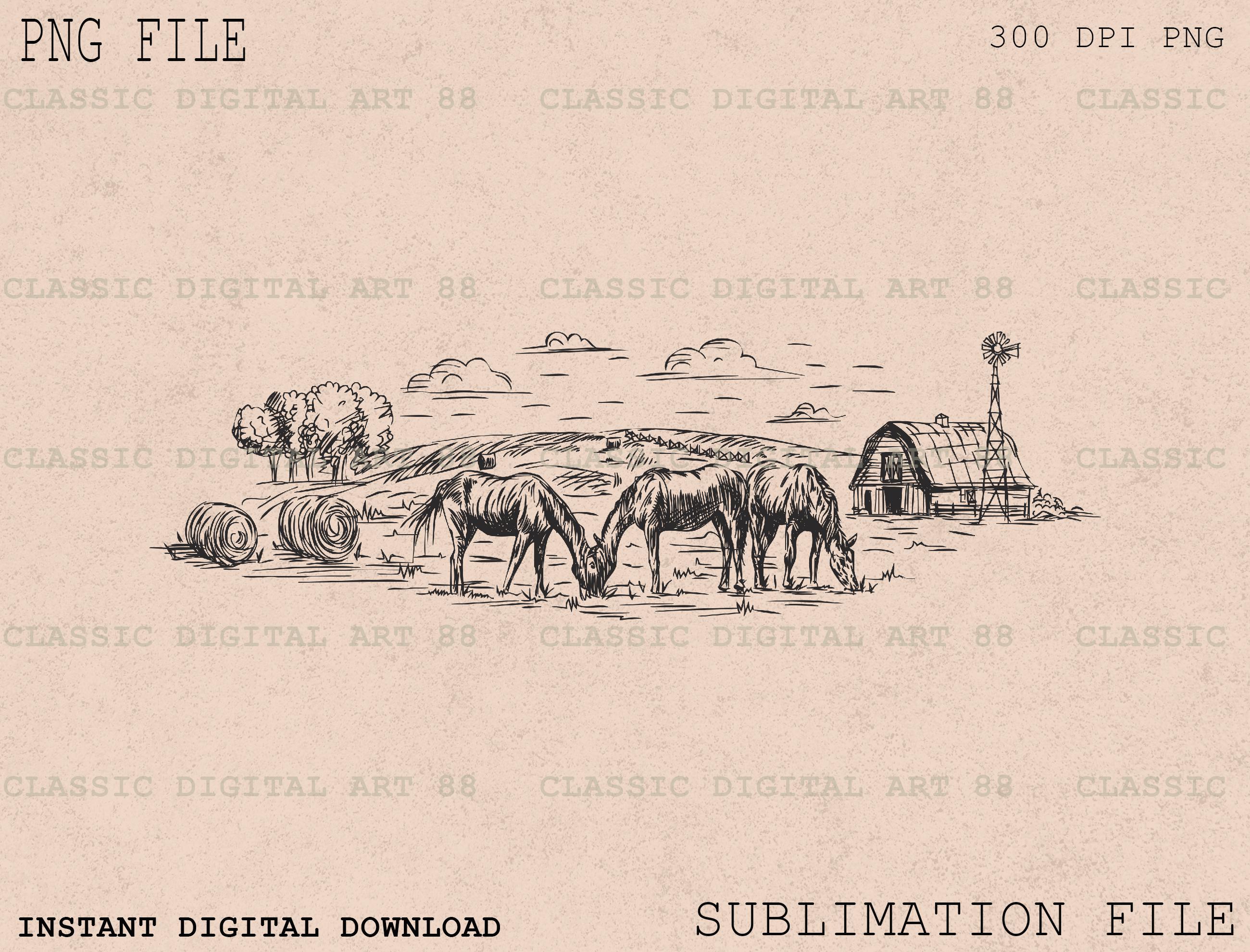 Western Ranching Graphics Agriculture PNG, Western Ranch Horse Farm PNG, Outline Transparent Hand ...