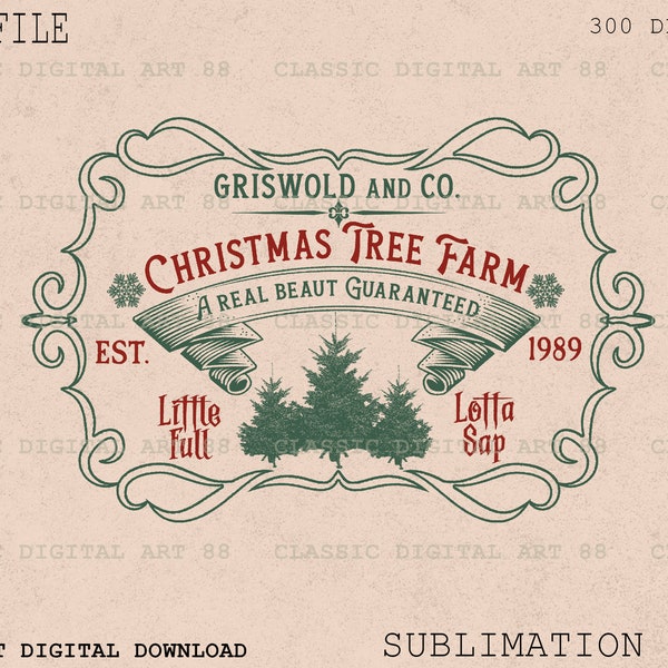 Griswold Christmas Tree Farm PNG, Vintage Christmas PNG, Digital Download, Sublimation Design, Merry Christmas Png, Vintage