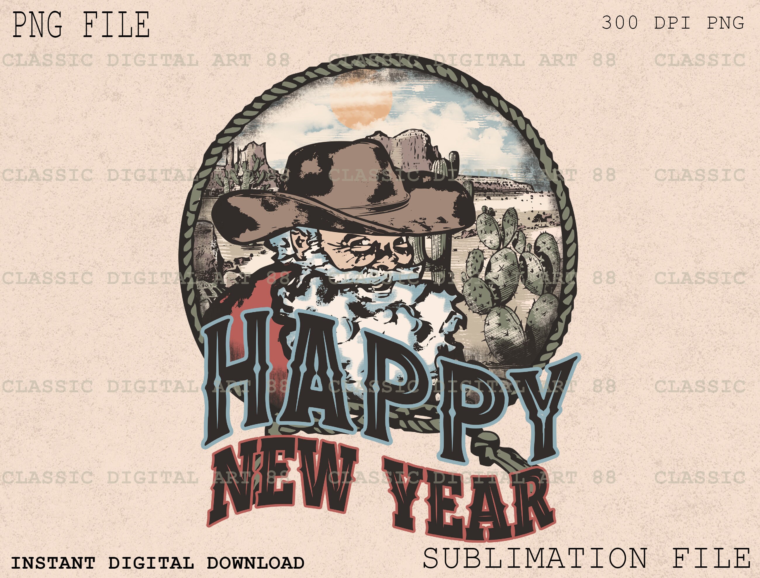 Cowboy New Years 2023 PNG, Western Sublimation Design, Digital Download, Png Clipart, Shirt Design