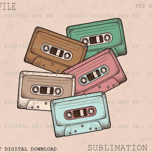 Retro Cassette Design, 90s Cassette PNG, Old Style Blank Cassette Tape