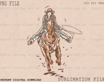 May include: A line drawing of a person riding a horse while holding a lasso. The person is wearing a cowboy hat and a plaid shirt. The horse is brown and has a white star on its forehead.