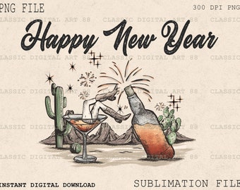 RETRO New Years PNG, 2023 Western Sublimation Design, Desert Cowgirls, Cowgirls New Years PNG, Shirt Design