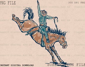 Retro Hand drawn, Bucking Horse Png, Rodeo Png, Western Sublimation, Cowboys Png, Png Clipart, Shirt Design