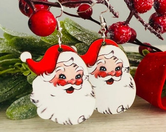 Santa Claus Earrings/christmas Santa Earrings/retro Christmas
