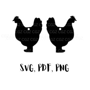 Boucles d'oreilles poulet SVG, SVG de boucle d'oreille poulet, boucles d'oreilles en forme de poulet Svg, boucle d'oreille laser Svg, fichiers Svg poulet, boucle d'oreille d'amant de poulet SVG