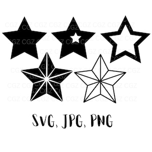 Star Svg/Star Outline SVG/Star Png/Cricut Cut File/Star Silhouette/Star Clipart/Commercial Use Star/Instant Download/Basic Shape Svg