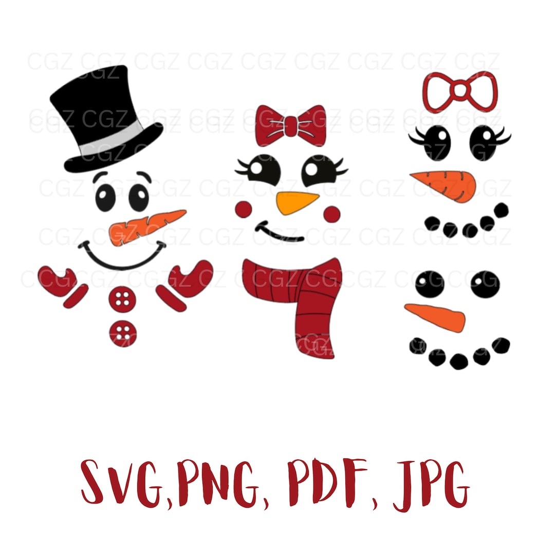 Snowman Face Bundle SVG, Snowman Boy & Girl SVG, Snowman Face Svg ...
