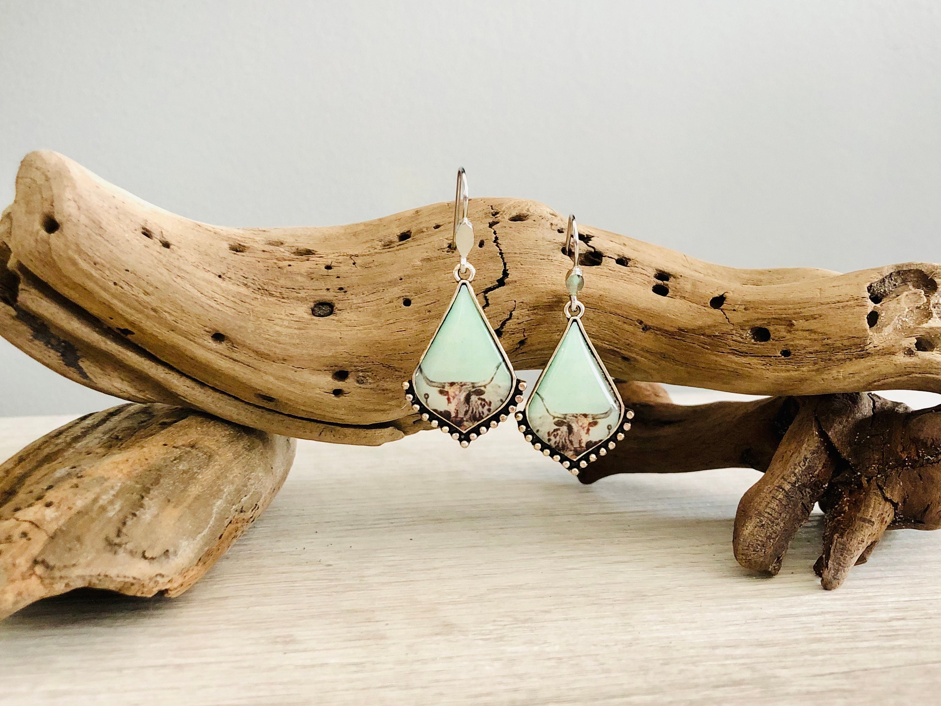 Western Earrings - Pink Diamond Wood