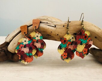 Fall Floral Earrings/Fall Pumpkin Earrings/Boho Flower Earrings/Pumpkin Earrings/Wildflower Earrings/Fall Flower Dangle Earrings/Floral ear