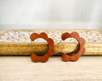Boho Wooden Hoop Earrings/Wood essential hoops/Wood hoops/Brown wooden hoops/Lightweight earrings/Natural wood earrings/bohemian earrings