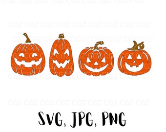 Pumpkin Faces SVG, Jack O Lantern SVG, Pumpkin Svg, Png, Svg, File for Cricut, Holiday Clipart, Funny Halloween Svg, Pumpkin Shirt SVG