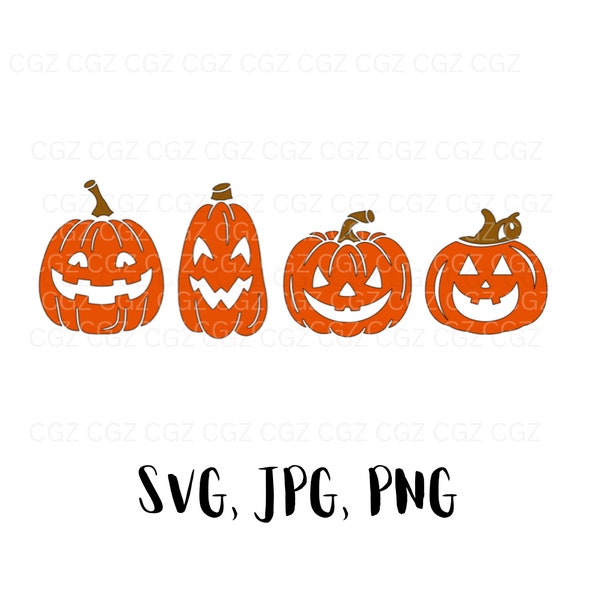 Pumpkin Faces SVG, Jack O Lantern SVG, Pumpkin Svg, Png, Svg, File for Cricut, Holiday Clipart, Funny Halloween Svg, Pumpkin Shirt SVG