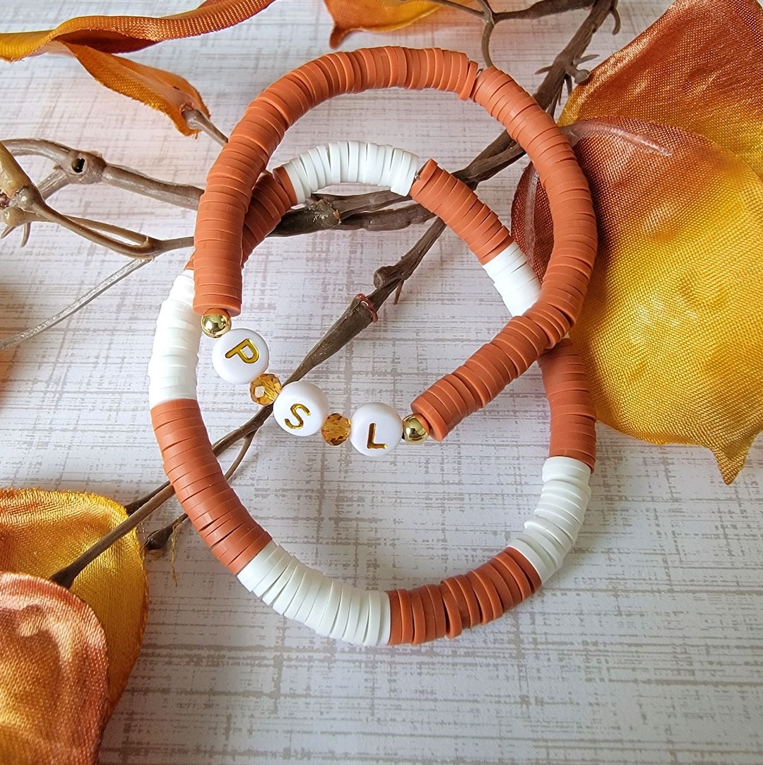 FALL Bracelet Set, Pumpkin Spice Latte PSL Themed Bracelet, Autumn Jewelry, Pumpkin Bracelet