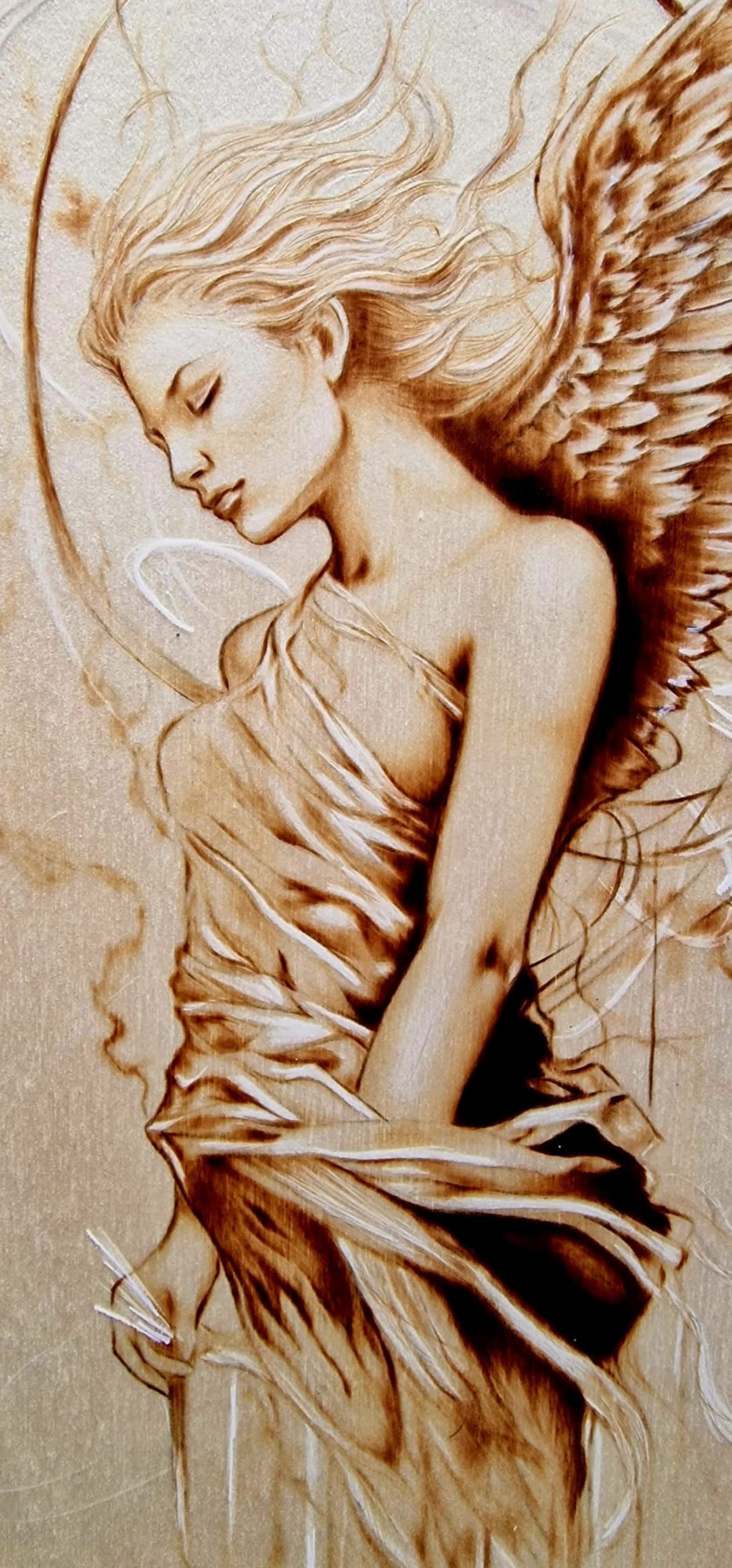 Pyrography Woodburning Handmade Amazing Handmade Pyrography Angel - Etsy