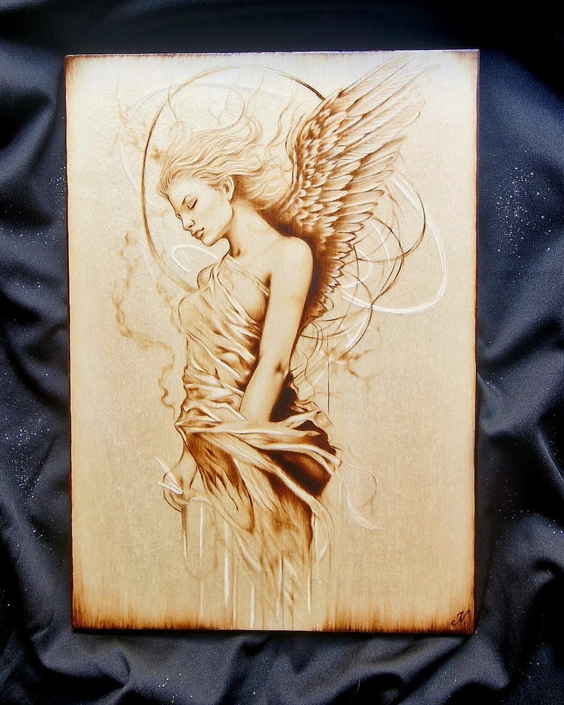 Pyrography Woodburning Handmade Amazing Handmade Pyrography Angel - Etsy
