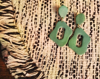 Ringo - Polymer Clay Dangle Earrings | Modern Teal Earrings | Groovy Blue Earrings | Gifts For Her | Minimal Hippie Jewelry