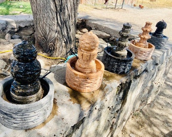 Fuente de agua para interior hogar oficina fuente de mesa hecha de piedra natural diversos colores y formas 16 pulgadas altura