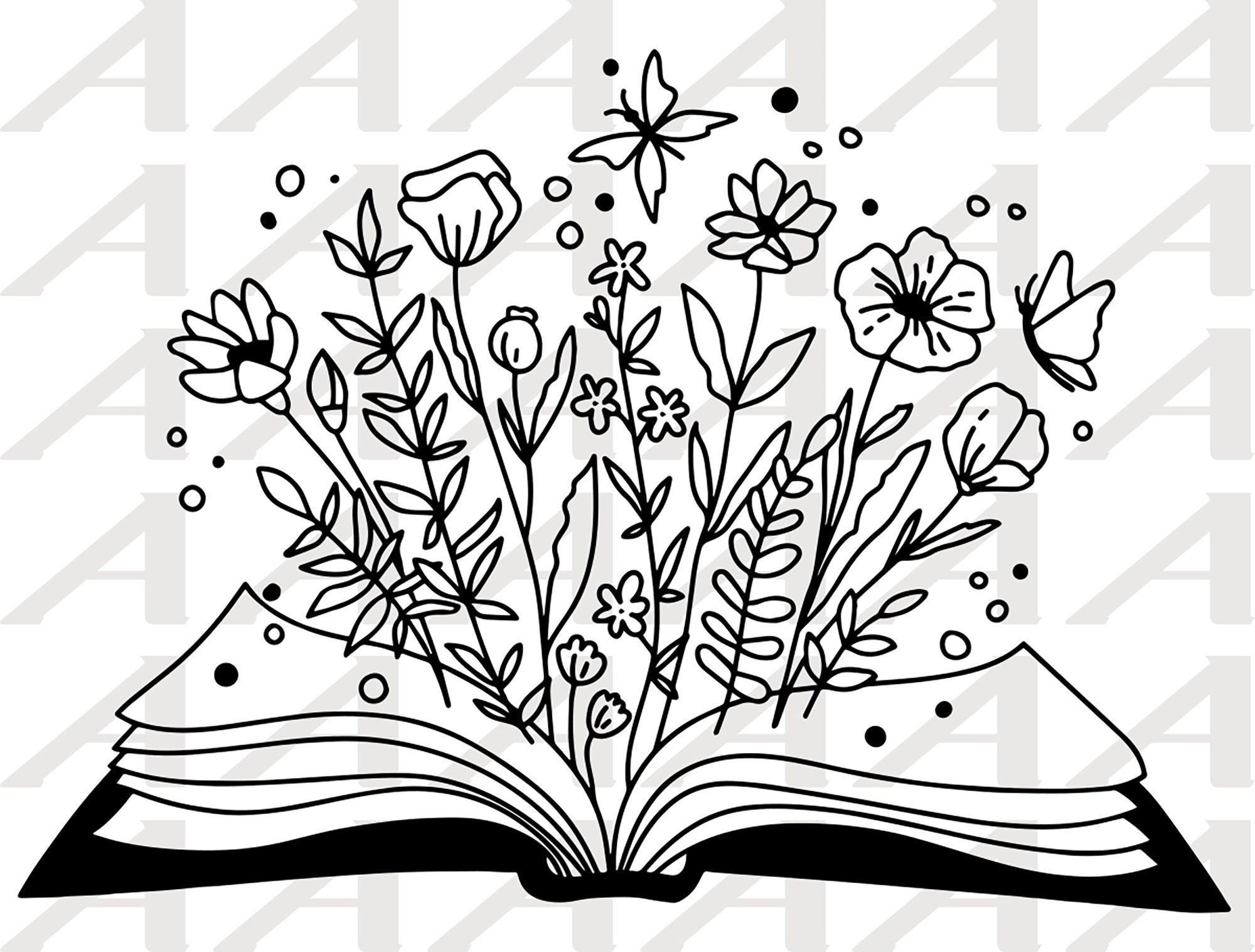 FLORAL BOOK Book With Flowers Reading Flowers Growing Out Etsy