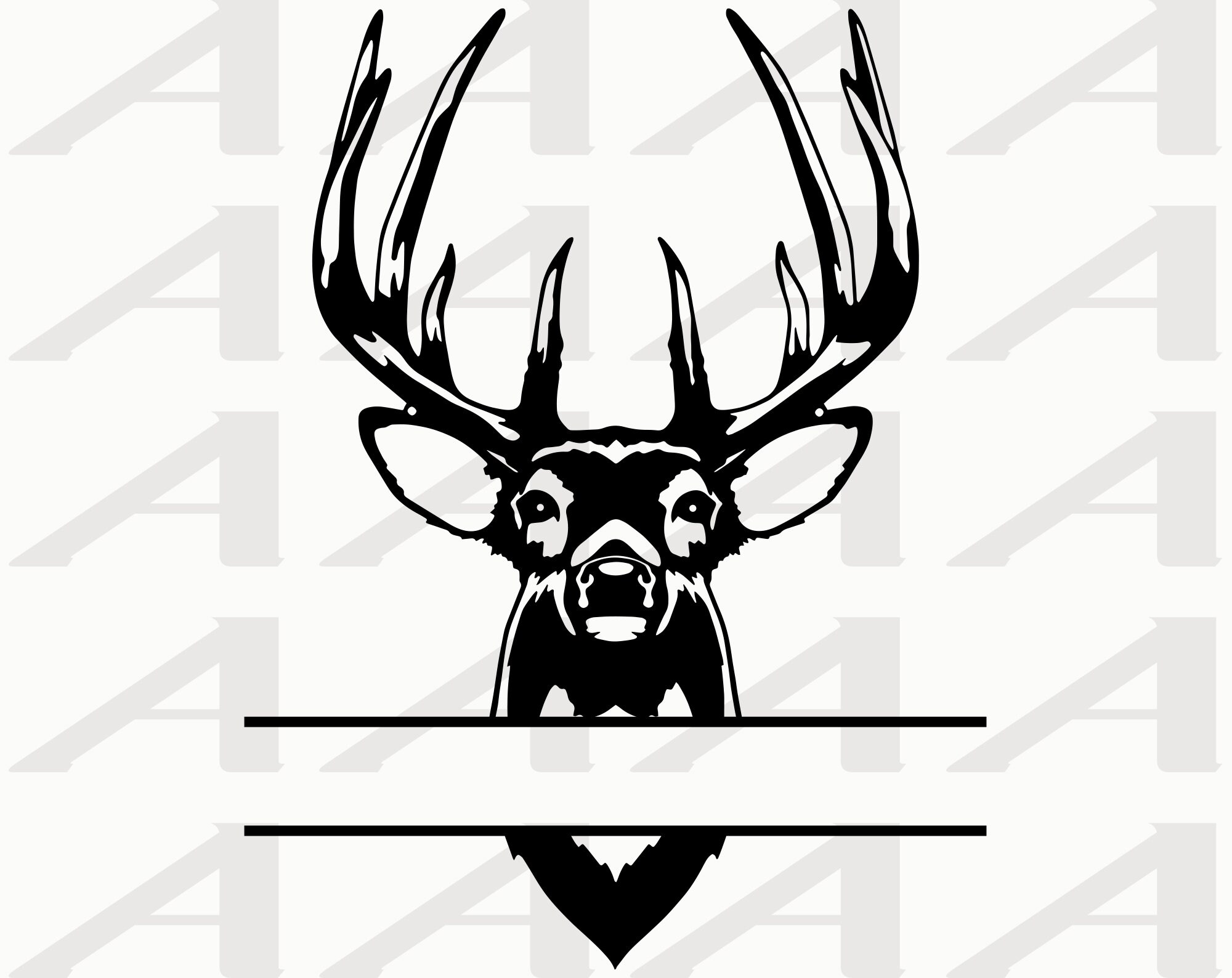 Buck Head Deer Hunting Monogram Split Deer Silhouette Etsy