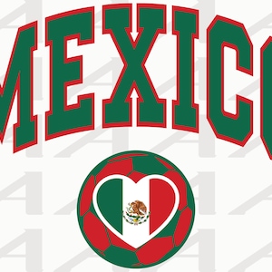 Mexico Soccer Love - Mexico Football Team - Mexico Soccer - Heart - I Love Mexico - Cricut - Cut Lines - Instant Download SVG, PNG & PDF
