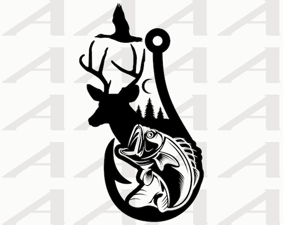 duck buck fish hook Fishing - Deer Hunting - Fish - Bass - Fish Hook - Duck - Buck - Flying Duck  - Ducks - Silhouette - Cricut - Instant Download SVG, PNG & PDF