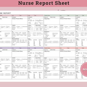 4 Patient Nurse Report Sheet Template, Nurse Brain Sheet, SBAR Nurse, ICU Report Sheet Nursing, New Grad Icu Nurse, RN Report Sheet