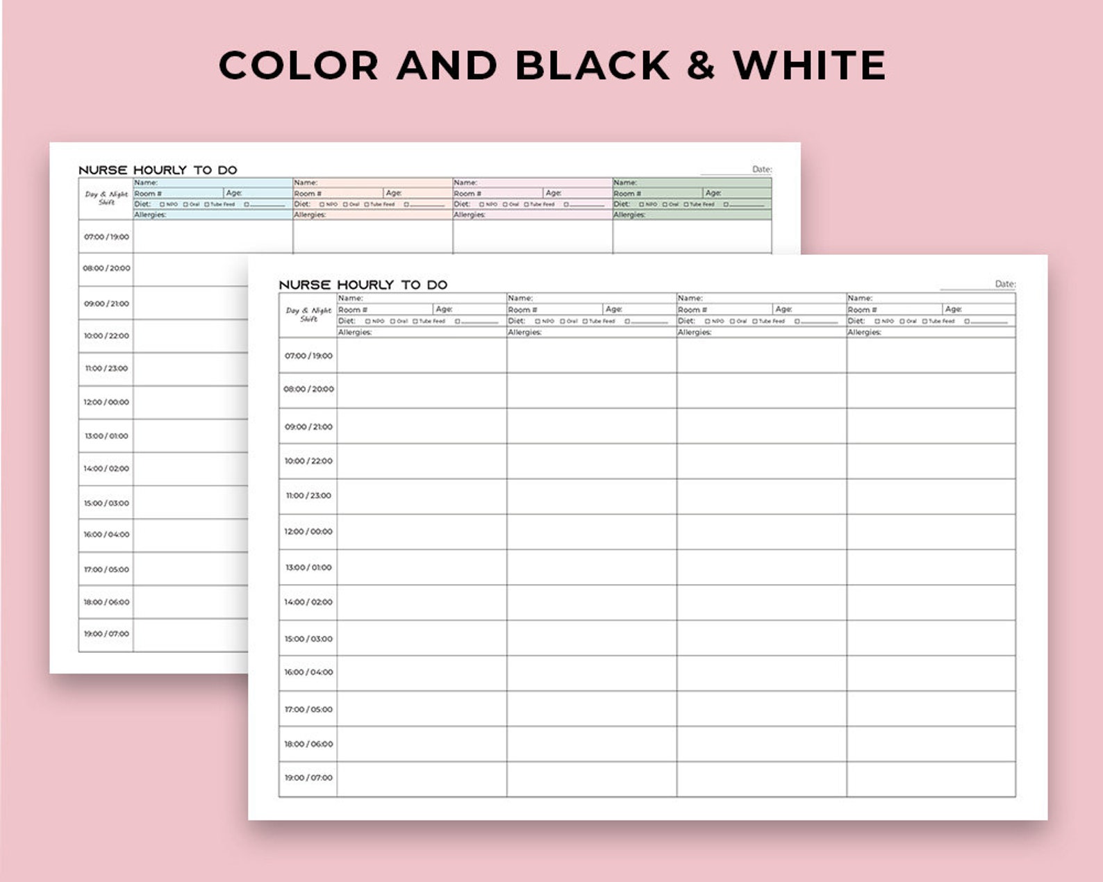 Hourly Nursing Shift Planner 4 Patient Report Sheet Med Surg Etsy
