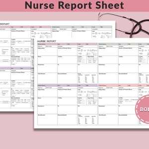 Nurse Brain 4 Patient Nurse Report Sheet ICU Nurse Shift Report Sheet Med Surg Nursing Brain Sheet Medication, Labs & Nurse To Do A4-Letter