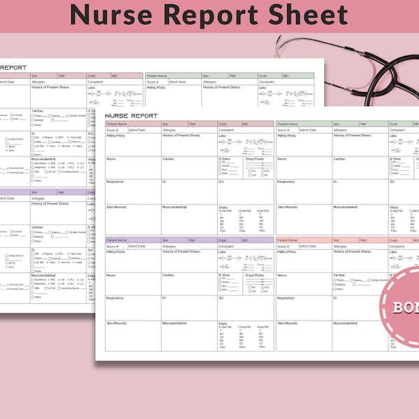 Infirmière Brain 4 Feuille de rapport d'infirmière de soins intensifs Feuille de rapport d'infirmière de soins intensifs Med Surg Feuille de soins infirmiers Brain Médicaments, laboratoires et infirmière à faire A4-Letter