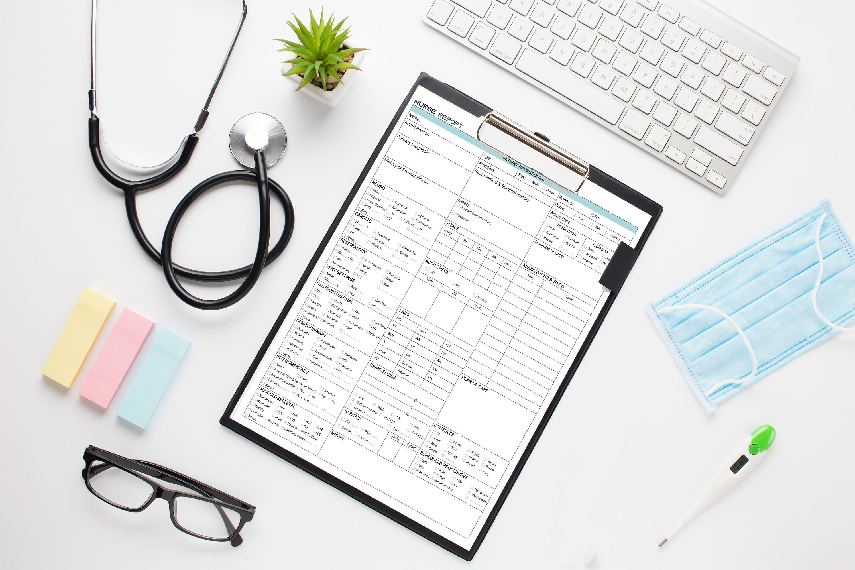 Telemetry Nursing Report Sheet Med Surg Brain ICU Nurse Etsy