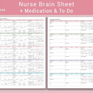 Nurse Report Sheet 5 Patient, Med Surg Report Sheet, Nursing ICU, Nurse Brain Sheet, Multiple Patient Report Sheet, Nursing Handoff, PDF