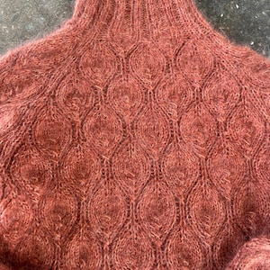 Hand Knit Mohair Turtleneck Sweater: Chunky Cable Knit Jumper