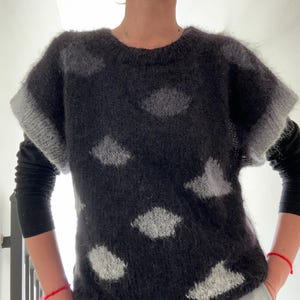 Pullunder black mohair with long-hair  women&#39;s handmade