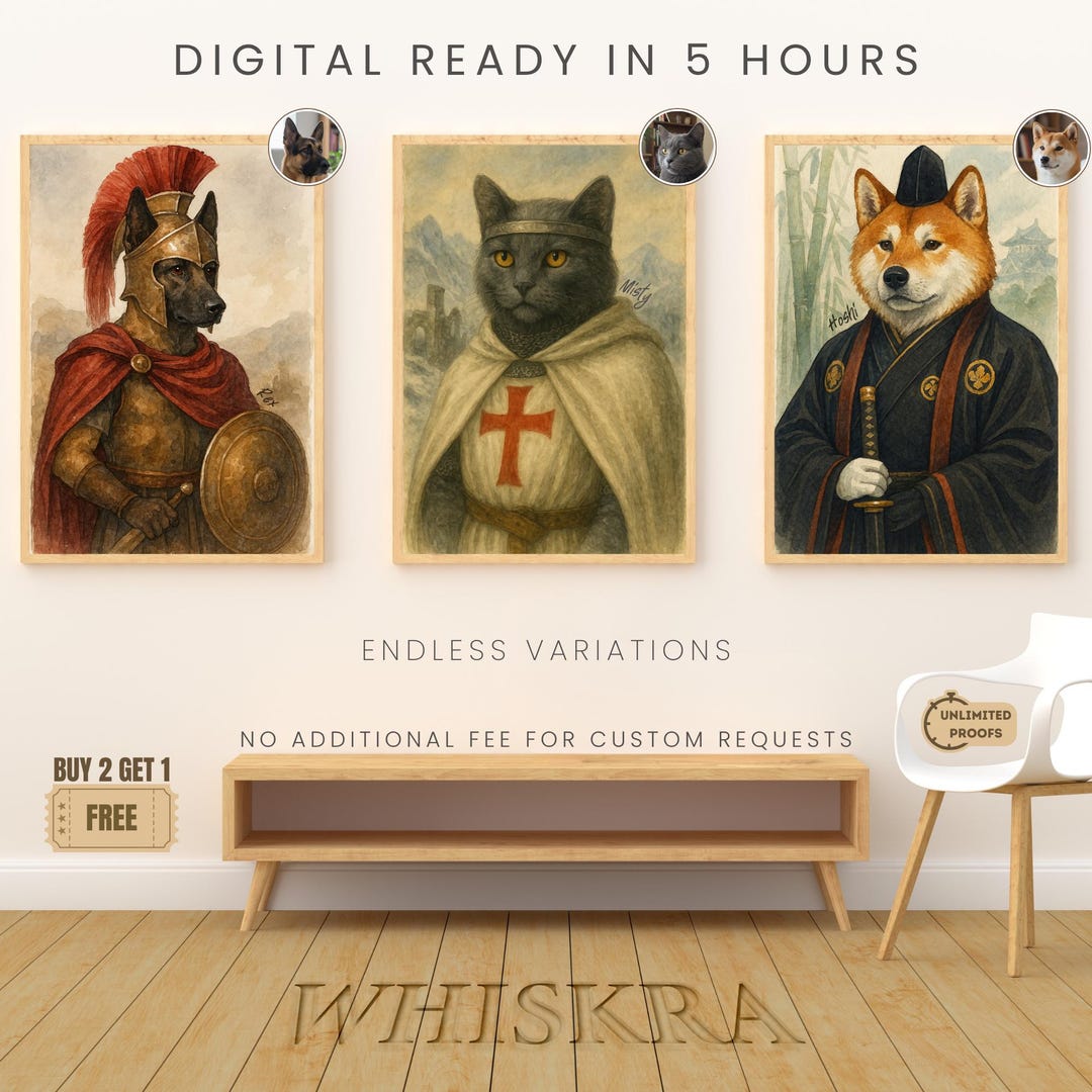 Custom Watercolor Portraits Using Pet Photo - Personalized Digital Cat ...