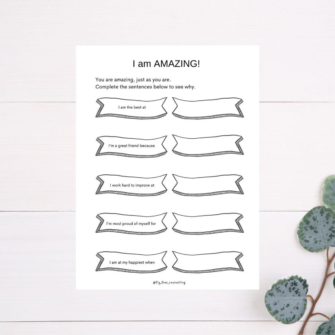 Digital download who am i printable worksheets // self - etsy