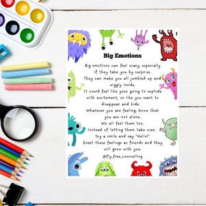 Big Feelings Poem // worry monster, home schooling, emotional intelligence, social and emotional learning, school counsellor, Fly Free