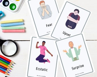 Emotions Flashcards, Social Emotional Learning, Visual Aids (Digital Download)