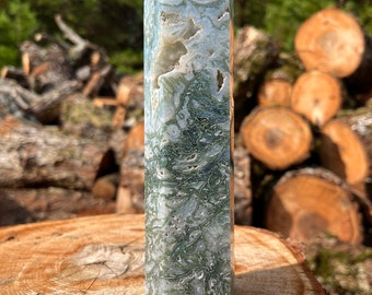 Druzy Moss Agate Tower