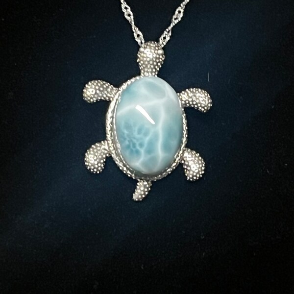 Larimar Sea Turtle .925S Necklace