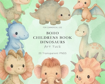 Boho Dinosaurs Clipart | Aquarell PNG | Digital Download