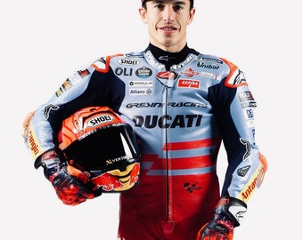 Marc Marquez Ducati Gresini Racing Motogp Motorcycle Suit Riding Men 2024 personalized gift for Men, Ride with more Power and Passion.