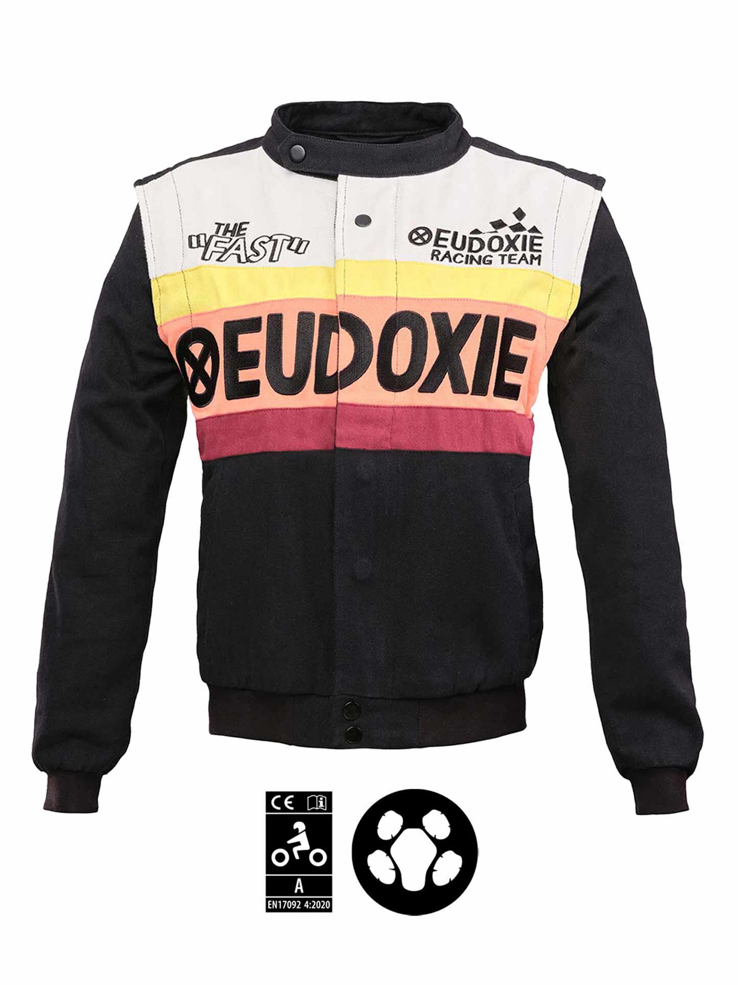 Eudoxie JN RACING PRO Motorcycle Jacket 2025 in Cotton Canvas for women. Ride with Style, Rife with more power and passion.