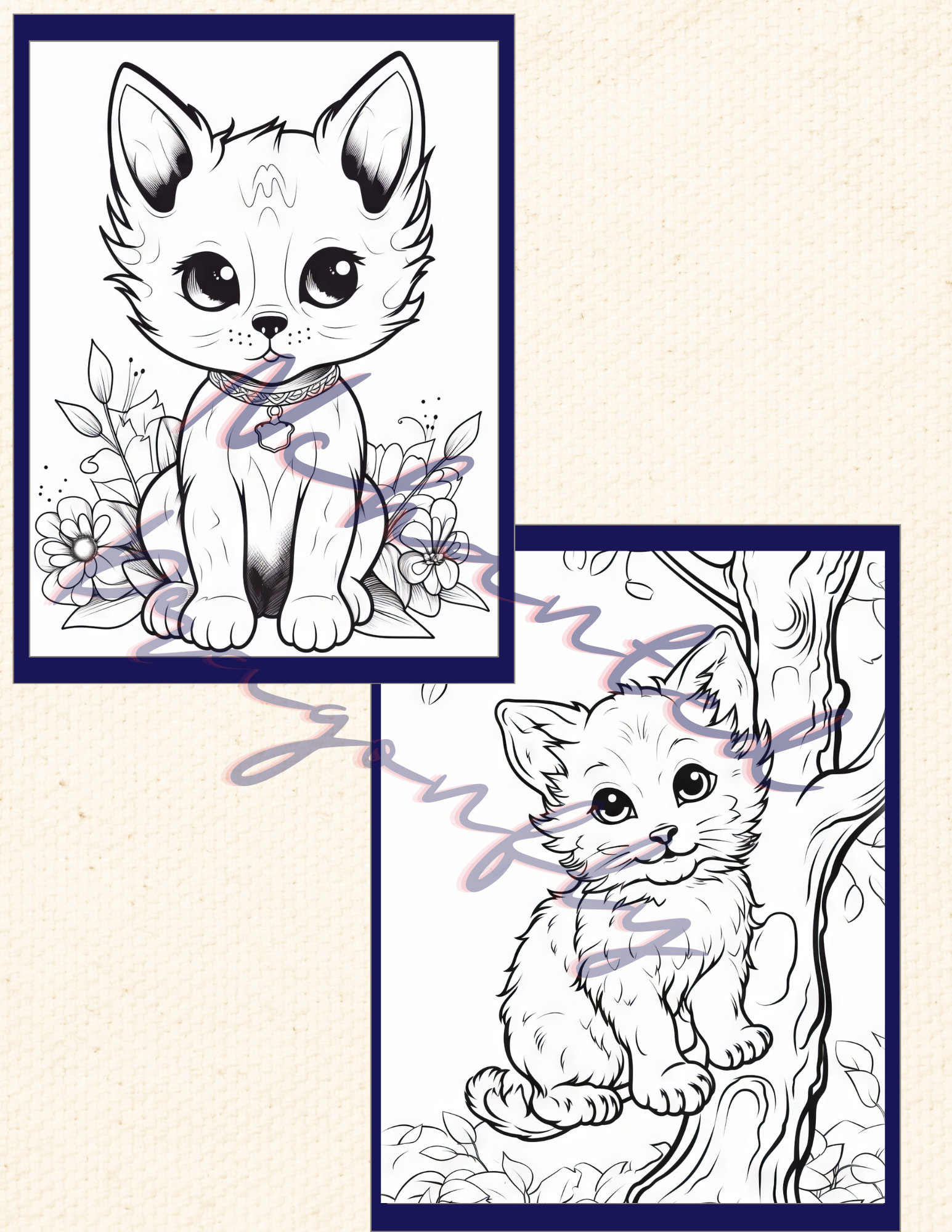 Adorable Cats Coloring Book. PDF Coloring Books. Digital Download Colouring Book. Kitten Instant ...