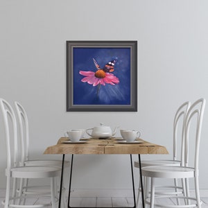 Original Oil Painting &#39;Flower and Butterfly&#39;, Handmade Home Decor, One of a Kind Artwork
