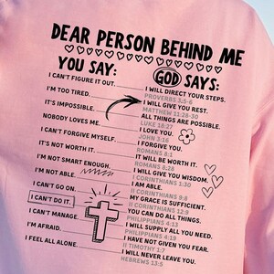 Oversized Christian Crewneck Words On Back Bible Verse Shirt Person Behind Me Hoodie Christian Merch Confirmation Gifts For Girls Catholic