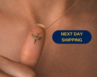14K Gold Saint Michael Guardian Angel,Gift for Her,Solid Gold Sword Necklace,Minimalist Everyday Jewelery,Special gift,SPECIAL COLLECTION