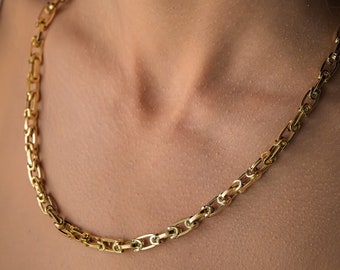 King Chain Necklace,Byzantine Chain, 14K Real Gold Unisex Chain,Handmade Chain,Dainty Gold Chain,Daily Use Gold Chain,Thick Gold Chain