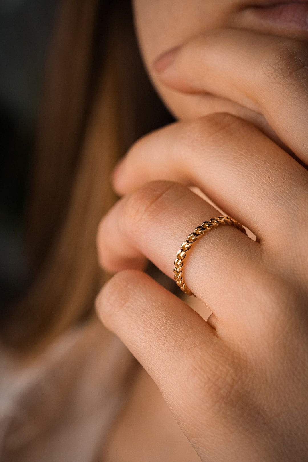 Chain Gold Ring Solid Gold Ring14 Real Gold Ring Handmade Etsy