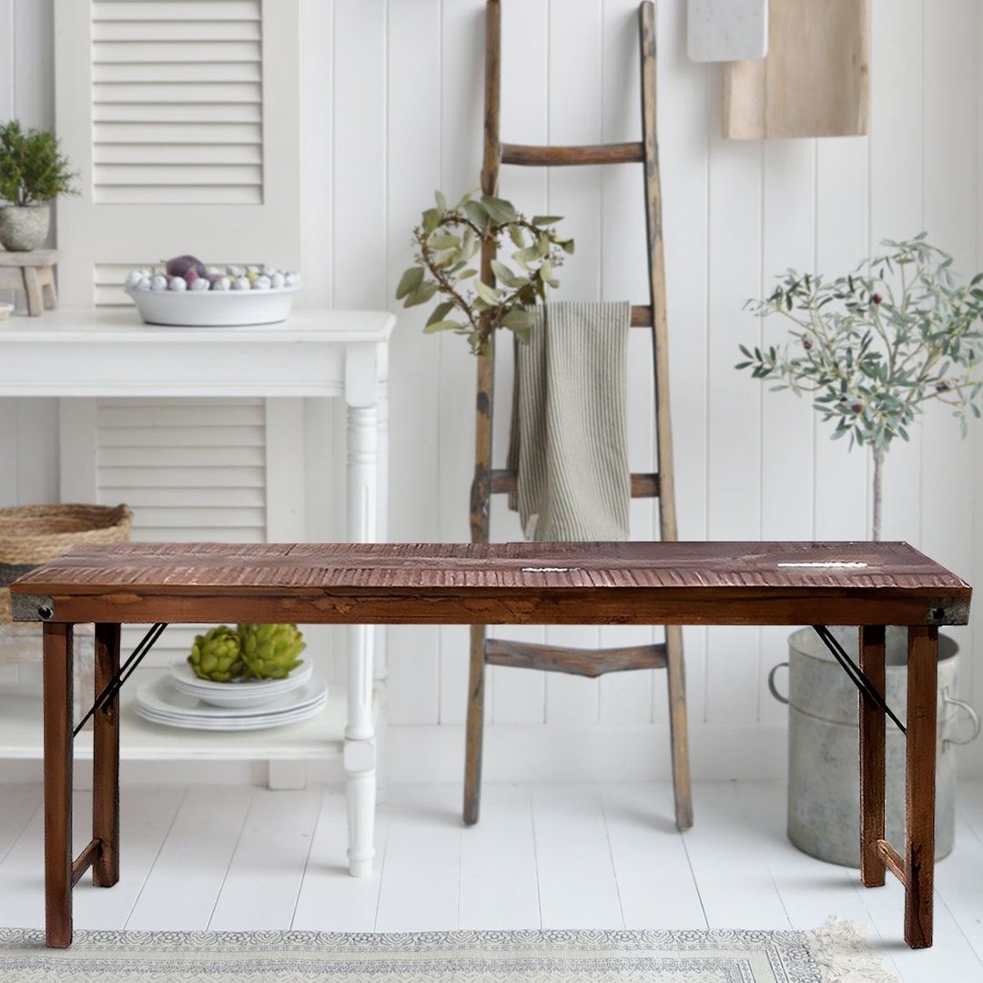 WOODEN CONSOLE TABLE Folding Wooden Table Narrow Rustic Etsy