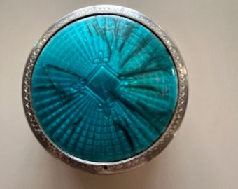 Vintage 1920S Richard Hudnut Guilloche Enamel Deauville Powder Compact